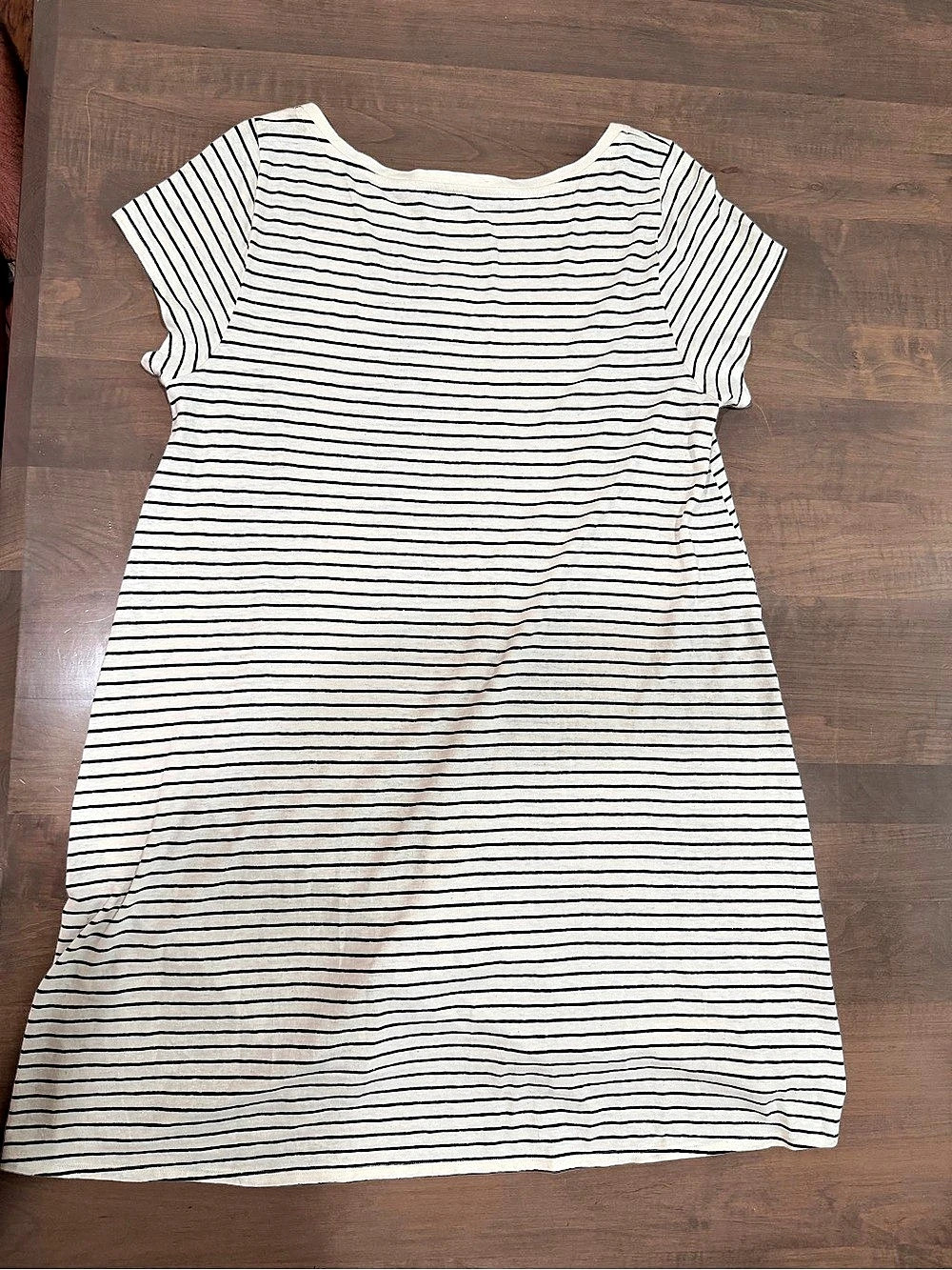 Eileen Fisher Ballet Neck Knit Dress Striped Knit Mini Dress in White & Black XL